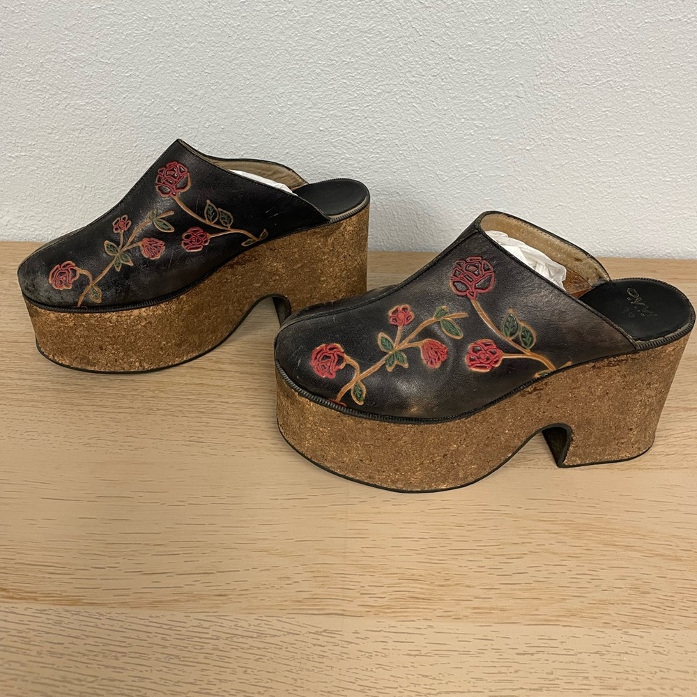 Vintage platform cork mules
